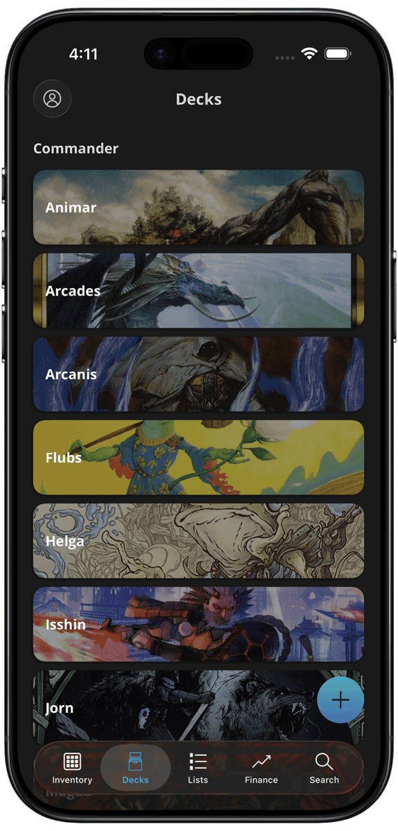 Cascade iOS app decks screen